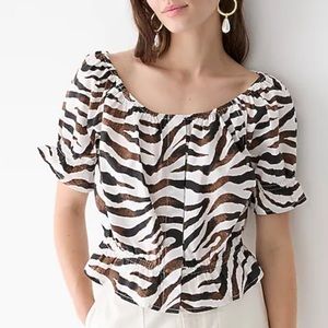 J.Crew Gathered scoopneck top in zebra stripe